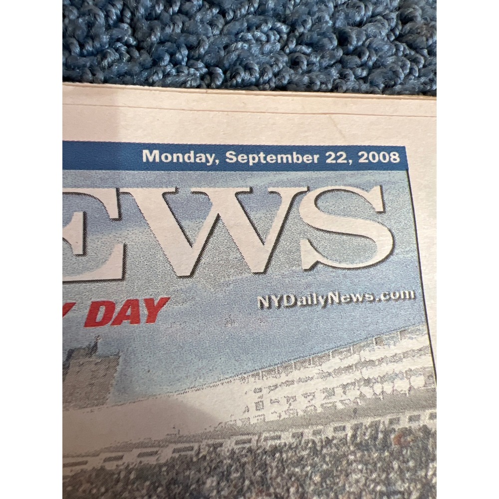 NY Daily News Sept 22 2008 Yankee Stadium Farewell Final Game Newspaper NYY - Picture 7 of 7